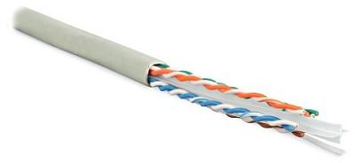 Кабель витая пара неэкранированная U/UTP кат.6 4x2x0,57 (23 AWG) PVC Серая одножильная внутренняя UUTP4-C6-S23-IN-PVC-GY-305 Hyperline (43м), кусок продается целиком