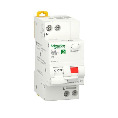 Выключатель автоматический дифференциального тока (дифавтомат) RESI9 1P+N С 16А 6000A 30мА тип A R9D55616 Schneider Electric