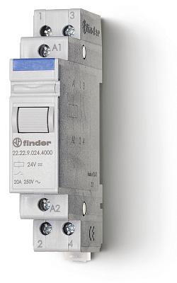 Контактор модульный 2NO 20А AgSnO2 230ВАС IP20, Finder (222282304000)