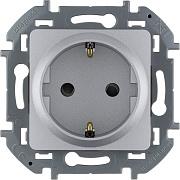 INSPIRIA алюминий Розетка 1-я с з/к со штор 16А 250В 673732 /уп.10шт/ Legrand