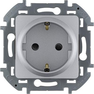 INSPIRIA алюминий Розетка 1-я с з/к со штор 16А 250В 673732 /уп.10шт/ Legrand