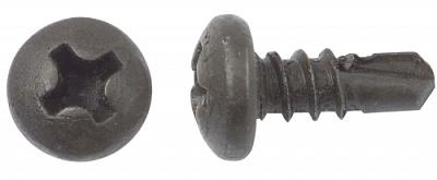 Саморез по металлу 3,5х9,5 полуцилиндрическая головка с буром, черный (тов-032966)