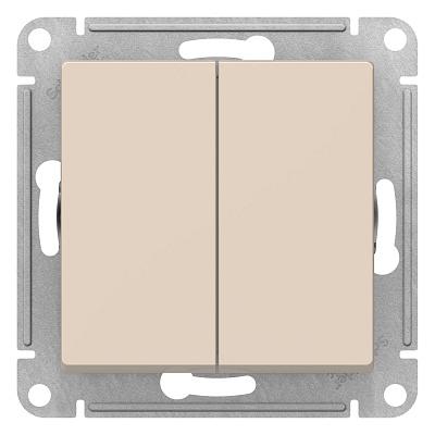 Выключатель двухклавишный (сх.5) 10АХ, бежевый, Schneider Electric (ATN000251)