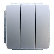 Выключатель трехклавишный GUSI ELECTRIC Extra, без подсветки, матовое серебро, скрытой установки (С1В3-004)