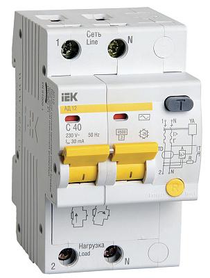 Дифференциальный автомат IEK АД-12, 40А, C40, двухполюсный (MAD10-2-040-C-030)