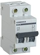 Автоматический выключатель GENERICA, C16, 16 А, двухполюсные, IEK (MVA25-2-016-C)
