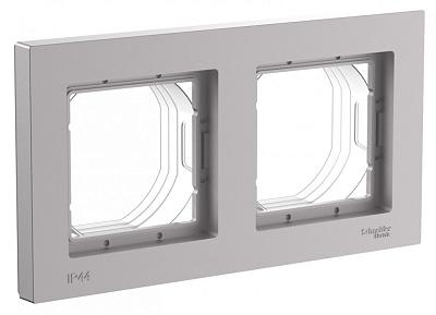 Рамка 2-постовая IP44, AQUA АЛЮМИНИЙ ATLASDESIGN ATN440302 Systeme Electric