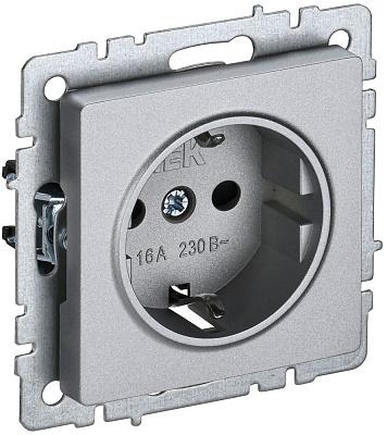 Розетка с з/к/ш 16А РС14-1-0-БрА алюминий, BRITE IEK (BR-R14-16-K47)