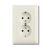 Розетка двойная с заземлением слоновая кость Basic 55 2014-0-1463 ABB