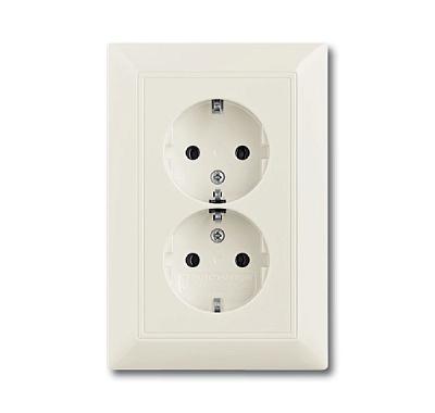 Розетка двойная с заземлением слоновая кость Basic 55 2014-0-1463 ABB