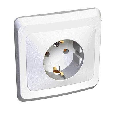 Розетка одинарная Schneider Electric Этюд, с заземлением, белая, 16А (PC16-003B)