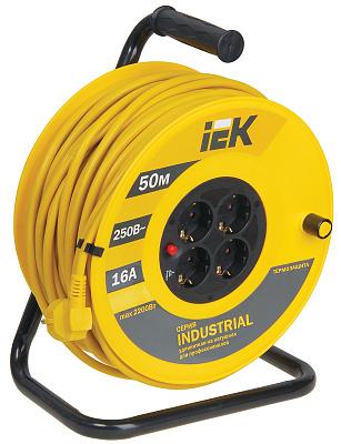Удлинитель на катушке IEK Industrial УК50 с термозащитой, заземление, ПВС 3х1,5 (50м) (WKP15-16-04-50)