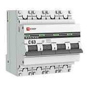 Автоматический выключатель EKF PROxima, C63, 63А, четырехполюсный, 4.5 кА (mcb4763-4-63C-pro)
