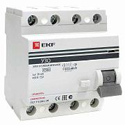 Выключатель дифференциального тока (УЗО) EKF PROxima ВД-100, 63А, 30 мА, AC, четырехполюсный, трехфазный (elcb-4-63-30-em-pro)