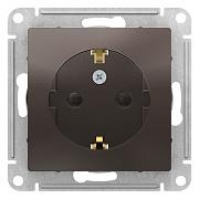 Розетка Atlasdesign скрытой установки с заземлением со шторками 16А мокко ATN000645 Schneider Electric