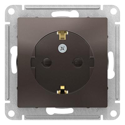 Розетка Atlasdesign скрытой установки с заземлением со шторками 16А мокко ATN000645 Schneider Electric