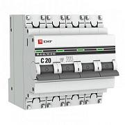 Автоматический выключатель EKF ВА 47-63 C20 PROxima, 20А, четырехполюсный, 4.5кА (mcb4763-4-20C-pro)