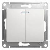 Выключатель двухклавишный Schneider Electric Glossa, с подсветкой, без рамки, белый (GSL000153)