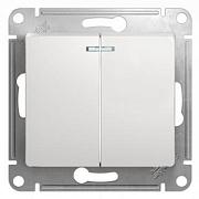 Выключатель двухклавишный Schneider Electric Glossa, с подсветкой, без рамки, белый (GSL000153)