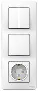 Блок Schneider Electric Blanca: выключатели (одноклавишный, двухклавишный) и розетка (с заземлением и со шторками), белый, скрытый (BLNBS101201)
