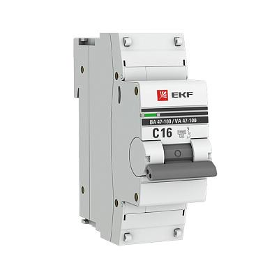 Автоматический выключатель EKF PROxima, C16, 16А, однополюсный, 10 кА (mcb47100-1-16C-pro)
