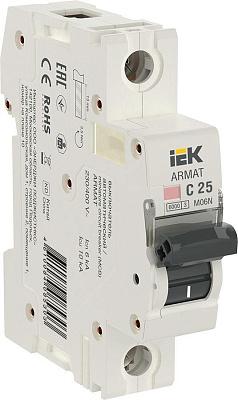 Автоматический выключатель IEK ARMAT, C25, 25 А, однополюсный, 6 кА (AR-M06N-1-C025)