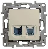 Розетка RJ11+RJ45 телефонная+компьютерная Etika cat.5e UTP бежевый 672352 Legrand