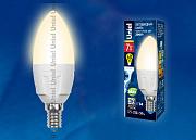 Светодиодная лампа Uniel 7Вт, LED-C37 7W/WW/E14/FR PLP01WH, Е14 (UL-00002413)