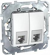 Розетка RJ11+RJ11 телефонная Unica скрытой установки 4 контакта белый MGU5.9090.18ZD Schneider Electric