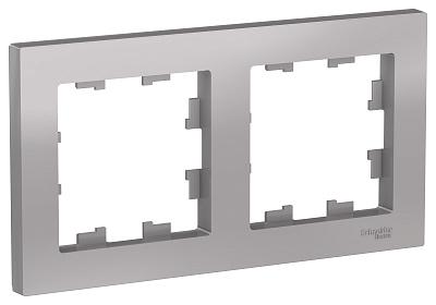 Рамка на 2 поста, AtlasDesign, цвет алюминий, Schneider Electric (ATN000302)