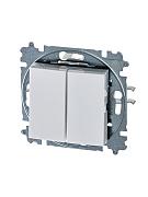 Выключатель двухклавишный LEVIT скрытой установки 10А схема 5 механизм с накладкой белый / ледяной 2CHH590545A6001 ABB