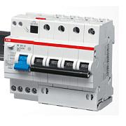 Выключатель автоматический дифференциального тока DS204 10А 4П четырехполюсный C 30мА 6кА 6 модулей 2CSR254001R1104 ABB