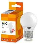 Светодиодная лампа IEK 7Вт, ECO G45 шар E27 3000K 630Лм 230В (LLE-G45-7-230-30-E27)