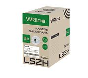 Витая пара неэкранированная U/UTP кат.5e 4x2x0,48 (24 AWG) LSZH нг(A)-HF Серая одножильная внутренняя WR-UTP-4P-C5E-L-LSZH-GY WRline 505756 (15м), кусок продается целиком