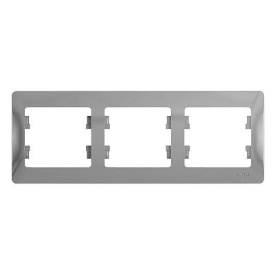 Рамка для розеток и выключателей GLOSSA, 3-х постовая, алюминий, Schneider Electric (GSL000303)