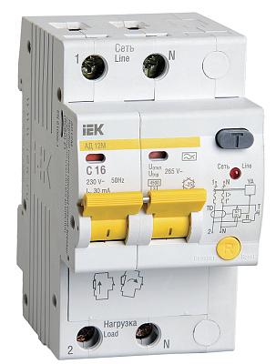 Дифференциальный автомат IEK АД-12М, 16А, C16, двухполюсный (MAD12-2-016-C-030)