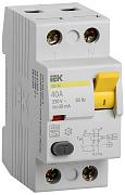 Выключатель дифференциального тока (УЗО) IEK ВД1-63, 40А, 30 мА, AC, двухполюсный, однофазный (MDV10-2-040-030)