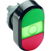 Кнопка управления двойная, красно-зеленая, без фиксации, с подсветкой, , ABB (1SFA611130R1102)