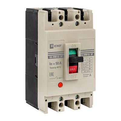 Выключатель автоматический ВА-99М 63/50А 3P 25кА 3П трехполюсный IP30 mccb99-63-50m EKF
