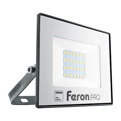 Прожектор светодиодный OSRAM LL-1000 30Вт, 6400K, 3000Лм, IP65, черный, Feron Pro (41539)