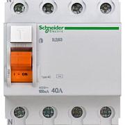 Выключатель дифференциального тока (УЗО) Schneider Electric Домовой, 40А, 100 мА, AC, четырехполюсный, трехфазный (11464)
