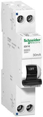 Выключатель автоматический дифференциального тока (АВДТ) 16А 1P+N 30мА С 6кА IDIF K A9D63616 Acti9 Schneider Electric