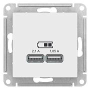 Розетка USB 5В 2-местная (2,1А и 1,05А), цвет белый, Schneider Electric (ATN000133)