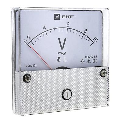Вольтметр VMA-801 аналоговый на панель (80х80) круглый вырез 500В прямое подключение EKF (vma-801-500)