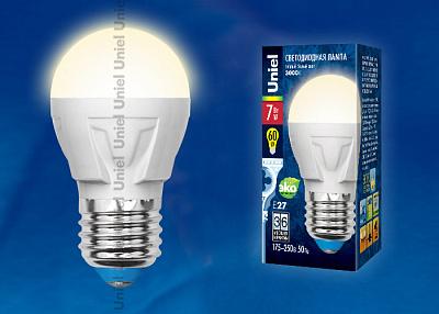 Светодиодная лампа Uniel 7Вт, LED-G45 7W/WW/E27/FR PLP01WH (UL-00002420)