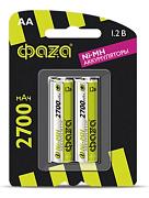Аккумулятор "пальчиковый" AA (HR6), 2700mAh NiМН BL-2, ФАZА (HR6-2700-B2), продаются по 2шт