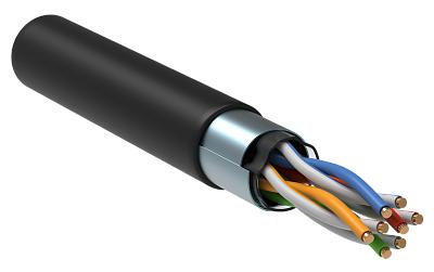 Витая пара экранированная F/UTP кат.5e 4x2x0,51 (24 AWG) LDPE Черная одножильная внешняя LC3-C5E04-339 ITK (7м), кусок продается целиком