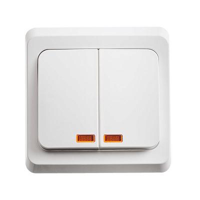 Выключатель двухклавишный Schneider Electric Этюд, с подсветкой, белый, скрытый (BC10-006B)